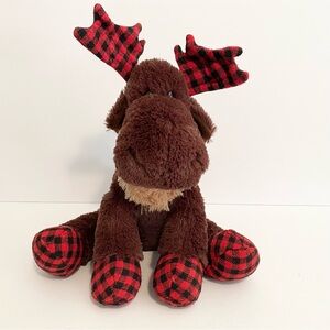 Bass Pro Shops Brown Moose Plush Stuffed Animal Buffalo Plaid Antlers & Paws 12”